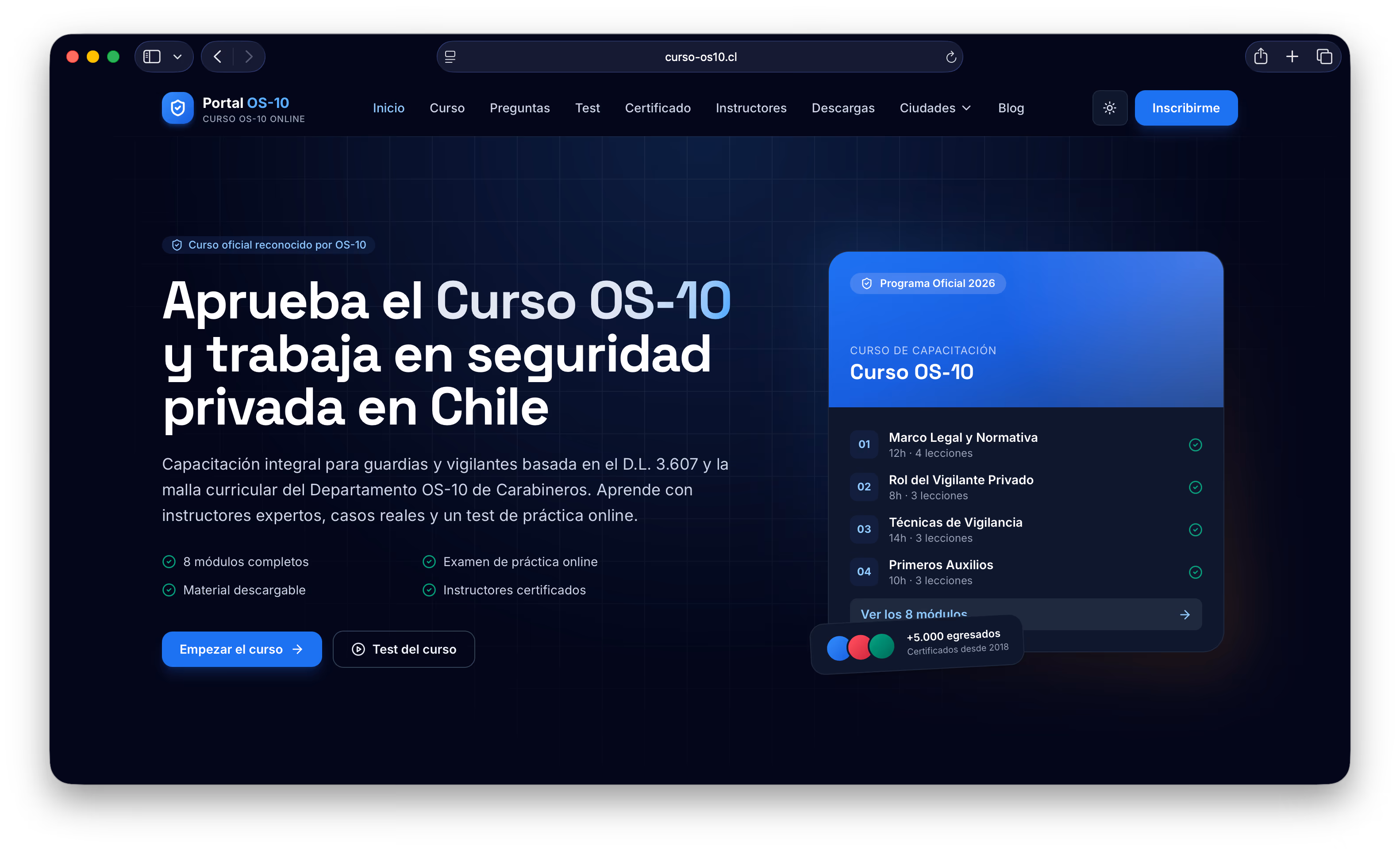 Captura del sitio Curso OS10