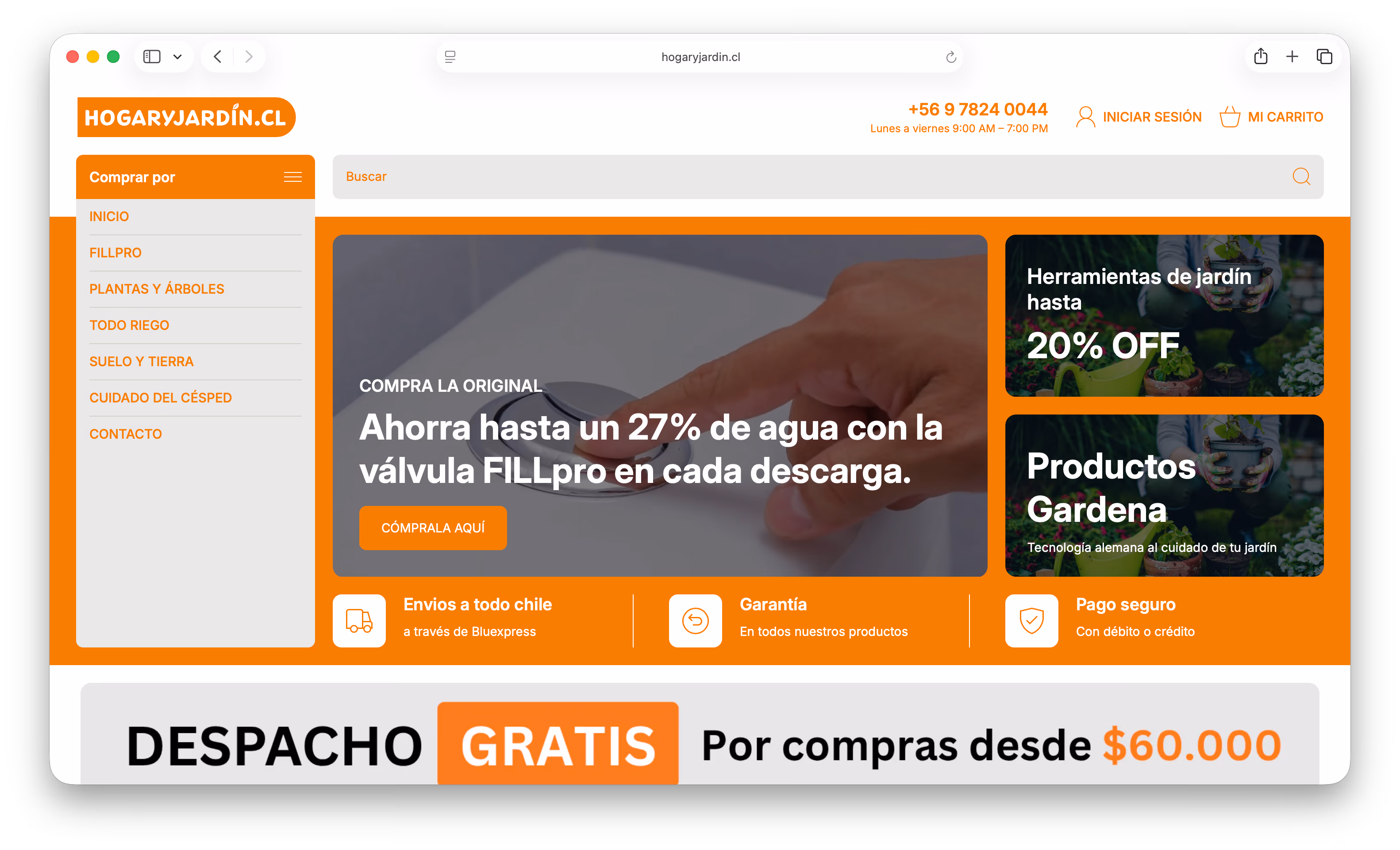 Captura del sitio Hogar y Jardín